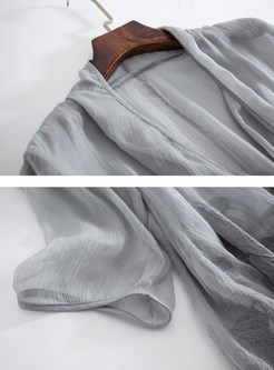 Retro Knee-length Embroidered Silk Coat