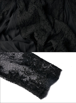 Black Lace Perspective A-line Dress