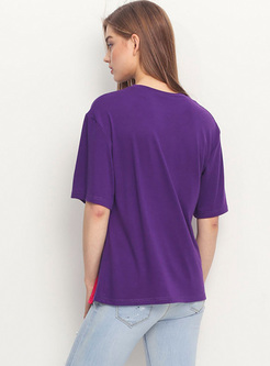 Purple Tassel Loose T-shirt