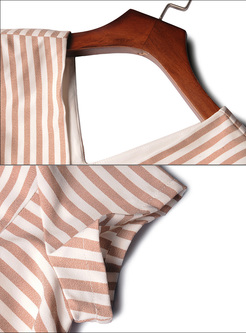 Elegant V-neck Striped T-shirt & Straight Pants