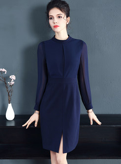 Elegant Slit Chiffon Sleeve Bodycon Dress