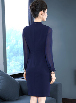 Elegant Slit Chiffon Sleeve Bodycon Dress