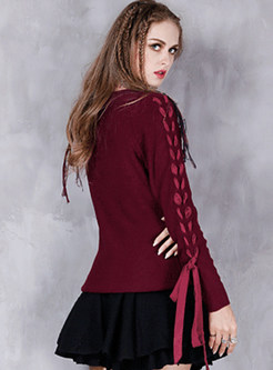 Vintage Slim Lace-up Knitted Sweater
