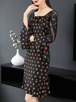 Silk Lace Splicing Bodycon Mermaid Dress