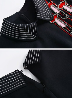 Black Nail Bead Sequins A-line Dress
