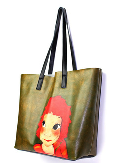 Cute Character Print Tote Bag