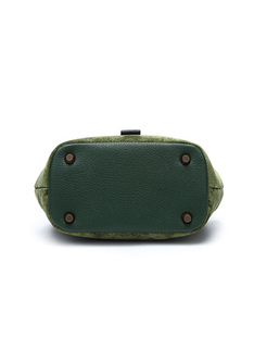 Green Buckle Lock Suede Top Handle & Crossbody Bag