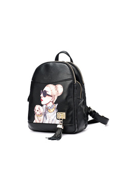 Chic Tassel Girl Print Backpack