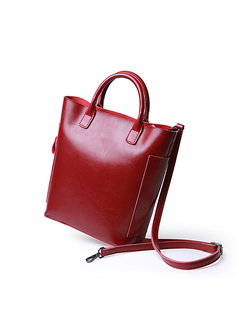 Brief Red Cow Leather Top Handle Bag
