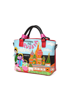 Cut Cartoon Handed Embroidery Top Handed Bag
