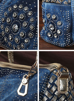 Chic Weave Drilling Top Handle Bag
