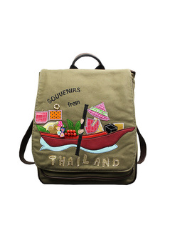 Casual Boat Embroidery Backpack