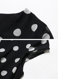 Brief V-neck Dot Print Maxi Dress
