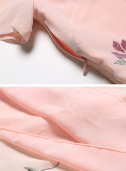 Sweet Pink Print V-neck Maxi Dress