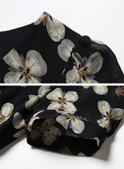 Chic Flower Print V-neck Maxi Dress