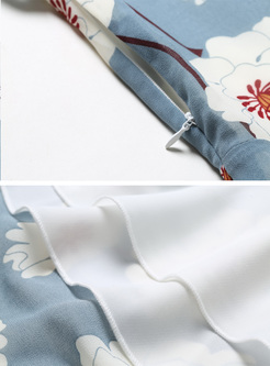 Elegant Print Short Sleeve Maxi Dress
