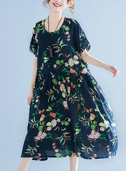Floral Print Short Sleeve Shift Dress