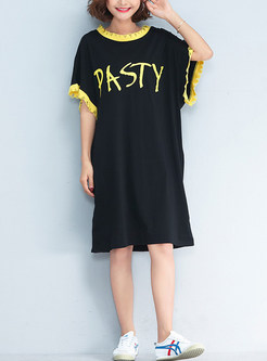 Black Letter Design T-shirt Dress