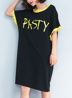Black Letter Design T-shirt Dress