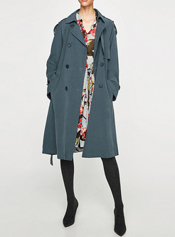 Green Double-breasted Trench Coat