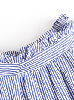 Chic Vertical Striped Tied-sleeve Blouse