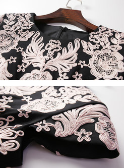 Elegant Embroidered High Waist Bodycon Dress