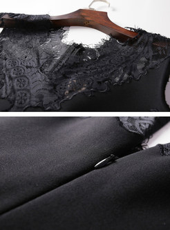 Black Sexy Lace Splicing Bodycon Dress