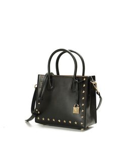 Star Rivets Cowhide Leather Crossbody & Top Handle Bag