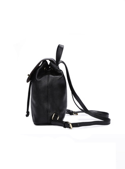 Stylish Cowhide Leather Push Lock Backpack
