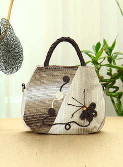 Hit Color Stereoscopic Weaved Butterfly Top Handle & Crossbody Bag