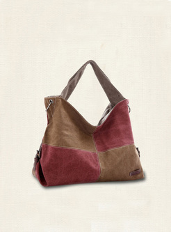 Vintage Plaid Color-blocked Top Handle & Crossbody Bag