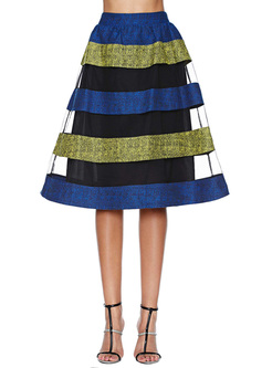 Street Striped Perspective A-line Skirt