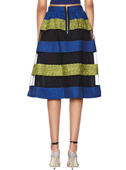 Street Striped Perspective A-line Skirt