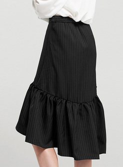 Black High Waist Asymmetric Mermaid Skirt