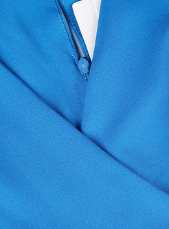 Blue V-neck Sleeveless Slim Jumpsuits
