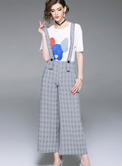 Vintage Striped Loose Pant with Straps 