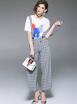Vintage Striped Loose Pant with Straps 