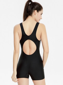 Plain Geometric Pattern Off Back Swimwear