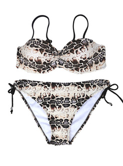Sexy Leopard Print Straped Neckline Bikini