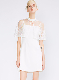 Party Slim Split Dress With Embroidery Cape