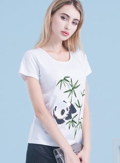 Brief Panda Print T-shirt