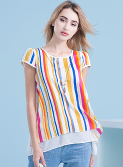 Street Vertical Striped Loose T-shirt