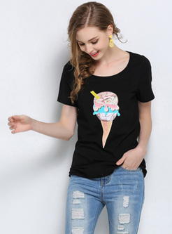 Cute Ice-cream Print T-shirt