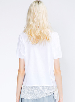 Brief Short Sleeve Lace T-shirt