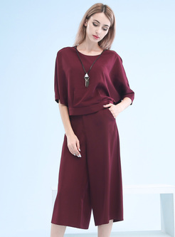 Brief Chiffon Half Sleeve Two-piece Outfits