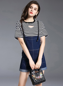 Street Striped Star Pattern Two-piece Outfits