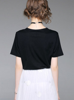 Black Brief Casual Short Sleeve T-shirt
