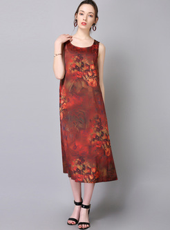 Casual Floral Print Sleeveless Shift Dress