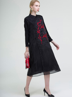 Vintage Embroidery Improved Cheongsam Shift Dress
