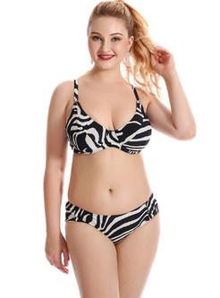 Asymmetric Striped Hit Color Bikini